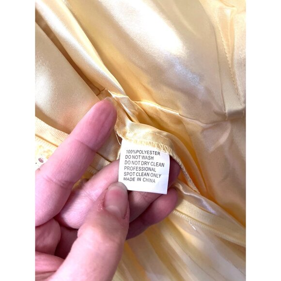 Mac Duggal Beaded Ruffle High Low Yellow Gown in Lemon Yellow Sizes 4 & 6 - Picture 10 of 14